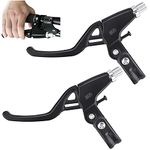 PERFETSELL 1 Pair Bicycle Brake Levers Hand Brakes Universal Cycling Brake Level Handles Handlebar Aluminum Alloy Brake Lever Brake Handle for MTB Mountain Bike Road Bicycle, Black, 22mm Diameter