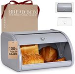 FINESSY Modern Metal Bread Box for Kitchen Countertop, Stainless Steel Bread Boxes for Kitchen Counter, Breadbox for Kitchen Countertop, Bread Holder for Kitchen Counter Bin, Roll Top Bread Box