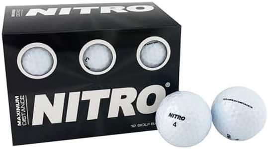 Nitro (12PK) All Levels Maxium Distance Titanium Core 85 Compression High Velocity Spin Control Long Distance Golf Balls USGA Approved-Total of 12-White