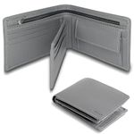 ALSAP Premium Leather Mens Wallets ‒ RFID Blocking Wallet with Coin Pocket & Zip ‒ Bifold Wallets for Men with 12 Card Slots & 2 Bank Note Compartments ‒ Wallet with Gift Box ‒ (Grey)