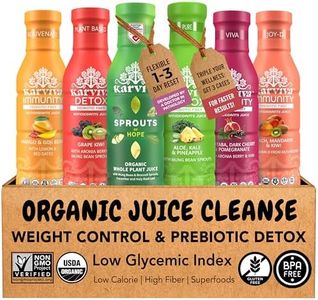 Karviva Organic Juice Cleanse Weight Control Pack – Prebiotic Detox with Sprouts, Aloe, Berries & Adaptogens, Ancient Herbal Remedy for Digestion, Immunity, Liver & Thyroid Health (6 BPA & Toxin-Free Bottles, 12 oz Each)