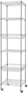 Finnhomy Heavy Duty 6 Tier Wire Shelving Unit with Wheels 18x18x72-inches 6 Shelves Storage Rack Thicken Steel Tube, Adjustable Shelving Rack for Kitchen Bathroom Office, NSF Certified, Chrome