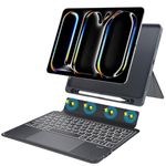 Saltburn Ipad Pro 12.9-Inch (4Th,5Th,6Th Gen - 2020,2021,2022) Keyboard Case With Pencil Holder - Detachable Backlit Keyboard With Kickstand,Combo Touch Trackpad - Black - Wi-Fi