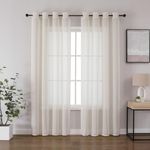 CUCRAF Voile Curtain 84 Inch Drop 2 Panels with Eyelet Linen Net Curtains for Windows Sheer Curtains for Bedroom Kitchen Dormitory Home Decoration