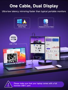 JSAUX FlipGo Pro 16” Dual Portable Monitors – Ultra-Slim Display
