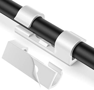 AGPTEK 70 clips de cable autoadhesivos para escritorio cable de alimentación cable de extensión cable de TV cable LAN abrazadera de cable con tornillos sin rastro de gestión de cables color blanco