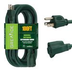 GREATIDE 100 Ft Outdoor Extension Cord for Christmas Decorations- 16/3 SJTW Waterproof Power Cable with 3 Prong Grounded Plug, Green