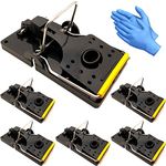 6 Pack Large Rat Traps With Heavy Duty Spring for Humane Kill with 1 Pair of Bonus Gloves (UK SELLER)