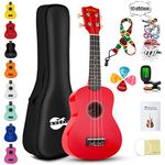 Soprano Ukulele Kit for Beginner Adult Student 21 Inch Ukelele Gig Bag Strap String Tuner Songbook Pick Polishing Cloth