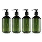 Mochiglory 500ML Large Capacity Empty Lotion Pump Bottles, Plastic Brown/Green Soap Lotion Pumps Dispensers Bottle 4-Pack