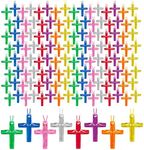 304 Pcs Crystal Cross Necklace Multicolor Cross Necklace Bulk Colored Cross Necklaces Plastic Crystal Cross Necklace Easter Egg Fillers for School Prizes Christian Religious Party Favors Supplies