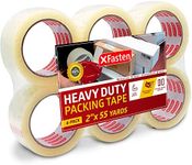 XFasten Heavy Duty Clear Packing Tape, 2-Inch x 55-Yard, Pack of 6 UV Resistant and Crystal Clear Packaging Tape | Clear Mailing Tape Compliant to US Postal Mailing Regulations