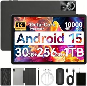URAO Tablet|14 inch Android 15 Tablet|30GB RAM 256GB ROM|1920 * 1200 IPS FHD|10000mAh 30W Fast Charging|Octa-core Processor|Wi-Fi 6, BT 5.4|Dual Camera with Keyboard|Mouse|Stylus|Case|Headphone