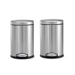 OPR Stainless Steel Plain Pedal Dustbin with Lid | Trash Can Round Shape Dustbin for Bathroom, Home, Kitchen, washrooms, Room and Office- Pack Of 2 (5 Litre)