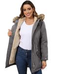 Royal Matrix Women's Winter Coats Fleece Lined Parka Jacket Hooded Long Winter Warm Parka Coat with Pockets (Coastal Grey, 16)