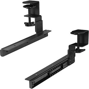 VIVO Height Adjustable Clamp and 12 inch Rail Set for DIY Custom Wooden Keyboard Trays (Tray Not Included), Under Desk Pull Out Slider Track with C-clamp Mount System, Black, MOUNT-RAIL02H