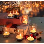 Pure Source India Set of 6 Glass Votive Tealight Candle Holders - Living Room Side Table Home Decoration (Glass, Pack of 6, Clear)