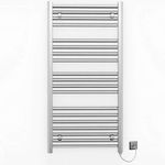 Myhomeware 600mm Wide Flat and Curved Chrome Electric Pre-Filled Heated Towel Rail Radiator For Bathroom Designer UK (600 * 1000mm High Flat)