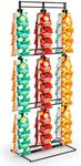 Chip Rack Display Stand, 3-Row with 60 Clips Retail Display Snack Candy Potato Chips Bag Holder for Party, Counter, Concession Stand