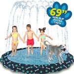 SplashEZ Non Slip Splash Pad for Kids and Dogs, 69’’ Extra Large Splash Pad Sprinkler for Kids, Dog Water Summer Toys – Great Outdoor toys for toddlers 1-3 and Kids ages 4-8 | Wading Pool for Backyard