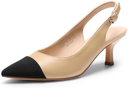 DREAM PAIRS Women's Kitten Heel Slingback Pointed Closed Toe Low Stiletto Heels Dress Bridal Elegant Wedding Pumps Shoes,Size 9.5,Nude/Black,SDPU2444W