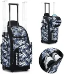 KAVIGOR Rolling Baseball Bag with Wheels, 60L Capacity Softball Bag Holds 4 Bats for Boys and Girls, Youth Equipment Bag with Shoe Compartment