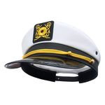 Captain Hat Yacht Sailor Hat White Embroidered Cap Admiral Cosplay Costume Accessories for Adults Adjustable