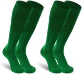 Dsource Mens Soccer Socks, Baseball Socks Youth Boys Soccer Grip Socks Men Knee High Socks for Men Football Socks Green 2 Pairs L