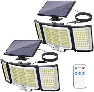 Solar Lights Outdoor, LED 2800LM Solar Motion Sensor Flood Outdoor Lights with Remote Control, 3 Heads lP65 Waterproof Flood Security Lamp for Dusk to Dawn Yard Garage Patio Wall (2PACK)