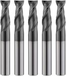 AYCHOLIZ 1/4" Solid Carbide Square Nose End Mills Set Micro Grain Tungsten Carbide Milling Bits 2Flute AlTiN Coating CNC Router Bit for Steel,(5 pcs)