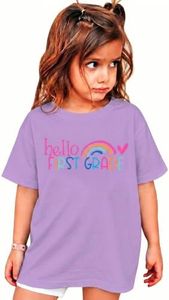 Kids Hello First Second Third Grade Shirt First Day of School Tee