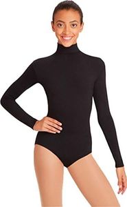 Capezio women Turtleneck Long Sleeve athletic leotards, Black, Large US