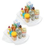 ROWNYEON 2 Pack Lazy Susan Turntable Organiser for Fridge,16.5'' Clear Rectangular Fridge Organisers Storage, Rotating Spice Rack, Fridge Lazy Susan Organiser for Cabinet Table Kitchen Countertop