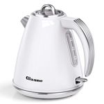 Clixane Electric Kettle, 1500W Fast Boiling Stainless Steel Tea Kettle, 1.5L Cordless Electric Kettle and Water Boiler with LED Indicator, Auto Shut-Off & Boil-Dry, Cool Touch Handle (White)