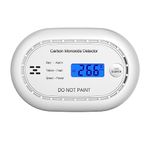 Carbon Monoxide Detector with LCD Digital Display, CE Certified CO Alarm with Sealed in 10 Year Battery, Standalone Audible CO Detector for Home,Black,1 Pack