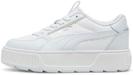 PUMA Women's Karmen Rebelle Sneaker, Puma White-dewdrop-puma Silver, 9