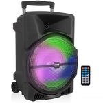 Pyle Big Wireless Portable Speaker, 1200W PA System, DJ Speaker - Indoor/Outdoor, USB/AUX Input, Lights & FM Radio