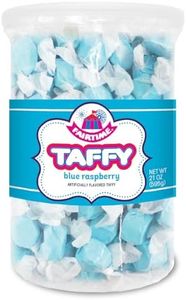 Fairtime Blue Raspberry Taffy, 21 oz Jar - Individually Wrapped Saltwater Taffy for Soft & Chewy Candy Gifts, Wedding Candy Favors for Guests, Buffet, Birthday Parties, Baby Shower Wedding Favors, Candy Bowl or Goodie Bags