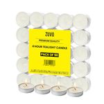 Tea Lights Candles 4-Hour Burn (50 Pack) - White t Lights - Unscented 3.8 x 2.3 cm - 4hr - Zuvo