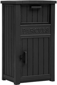 YITAHOME Anti-Theft Outdoor Package Delivery Box with Lockable Secure, Resin Packages Drop Box for Porch, Parcel Drop Storage Boxes Waterproof & Safe for House, Outside, Curbside (Black)