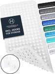 Homerella Bathtub Mat Non Slip | Anti Mold Mildew Resitant Non Slip Bath Tub Shower Mats | 35x16 inch Long with Suction Cups for Secure Grip Hooks for Storage & Drying | Machine Washable