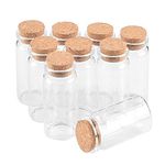 Western World 50Ml Glass Vials 80Mm X 30Mm, Jars With Wood Cork Stoppers, Wishing,Message Bottle For Wedding Favors, Halloween Decorations, Baby Shower Favors, Diy Craft 50Ml (Pack Of 10Pcs), Clear