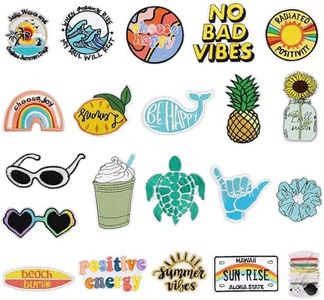 Yolev 20 Pieces Iron On Patches and Cool Outdoors Iron On Patches Hippie Retro Embroidered Patches for Backpacks, Jeans, Jackets and Clothes DIY Craft