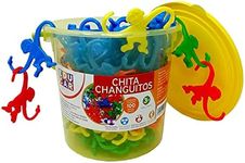 Mareta Bucket of Monkeys Classic Game, 100-pc Counting, Color Sorting, Linking, Motor Skills Toys for Kids