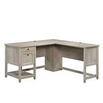 Sauder Edge Water L-Desk, L: 59.06" x W: 58.74" x H: 29.57", Chalked Chestnut finish