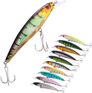 Sougayilang Minnow Fishing Lures Crankbaits Set Fishing Hard Baits Swimbaits Boat Topwater Lures for Trout Bass Perch Fishing-Style-E 10Pcs