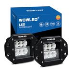 WOWLED Flush Mount LED Work Light Pods, 2 Pcs 5" 18W LED Driving Work Lights Flush Mount Design LED Light Bar Super Bright Backup Off Road Fog Lights for Car Truck SUV Boat Camping Light 4X4 12V