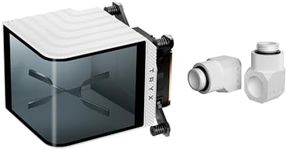 TRYX Panorama WB White CPU Water Block, Curved 2K AMOLED Display, Microchannel Fins, Copper Base, G1/4” Threaded Outlet, VRM Fan, Intel LGA 1851/1700 AMD AM5/AM4