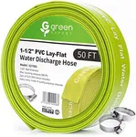 Green Expert 1.5" ID PVC Lay-Flat Discharge Hose Pump Draining Kit Heavy Duty Pool Filter Backwash Hose Great for Water Disposal in Garden Pond Flooded House 50 Feet Length 527502