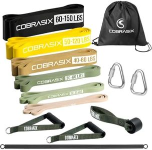 COBRASIX Set of 6 Resistance Bands with Handles, Door Anchor & Bar | Long Resistance Bands for Working Out & Strength Training | Exercise Bands for Home Gym | Pull Up Assistance Bands | Men and Women